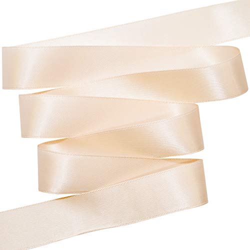 Image of Morex Ribbon Double Face Satin Ribbon 7 /8 inch X 50 YD Nude Ribbon for Gift Wrapping, Birthday Gift Cards, Satin Dress for Women, Silk Ribbons for Crafts, Wedding Gifts for Couple