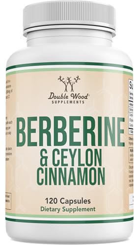 Berberine with Ceylon Cinnamon (500mg and 2 Gram Equivalent Doses) 120 Capsules for Metabolism and Metabolic Health, Third Party Tested, Vegan Safe, Non-GMO, Gluten Free by Double Wood