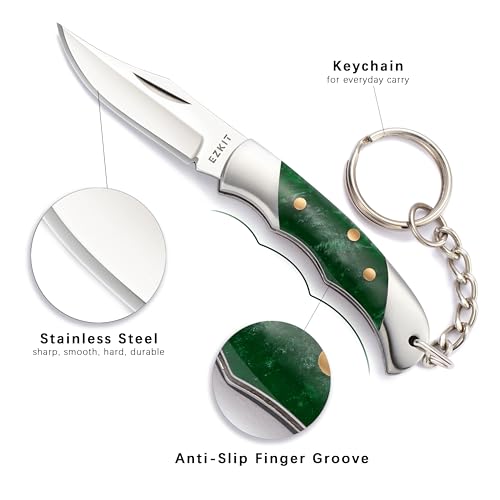 Image of Folding Pocket Knife with 1.5in Stainless Blade and Green Acrylic Handle, 3.5in Total Length, Compact EDC Gear