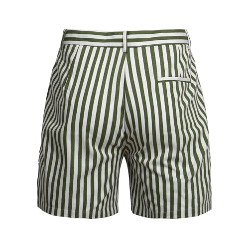 Oymyakon Men'S 6 Inch Cotton Casual Shorts Classic Fit Striped Flat Front Shorts Summer Beach Shorts With Pockets thumb #4