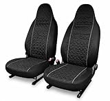 Auto Accessori Lupex - LS03 Sitzbezüge Smart Fortwo 450 451 453 - Vorne mit integrierter Kopfstütze - Kompatible Airbags - Deluxe Gabardine Stoff (Schwarz)