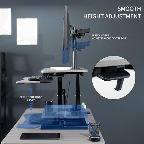 Image of VIVO Height Adjustable 32 inch Standing Desk Converter with Dual 13 to 30 inch Monitor Stand, Sit Stand Monitor Mount and Desk Riser, Gray, DESK-V000K-M2G