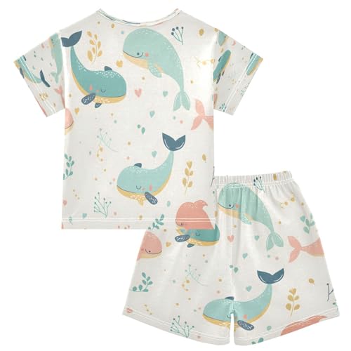 senya Short Sleeve Pajamas Sets Summer Cotton Sleepwear Cute Whale2