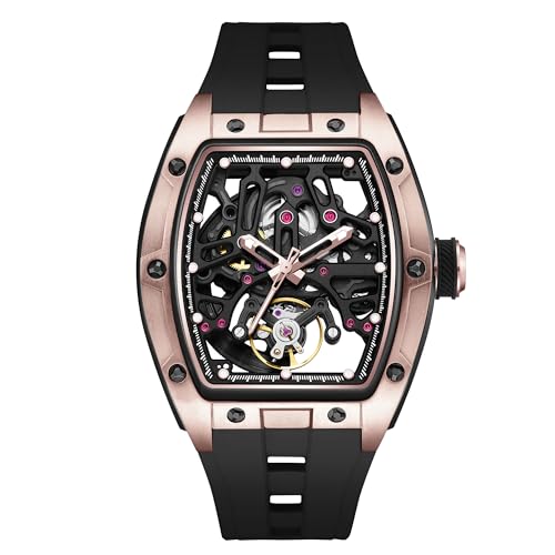 Image of ALIX AL2923 Men's Unique Design Automatic Movement Popular Style Silicone Strap Chronograph Skeleton Watch