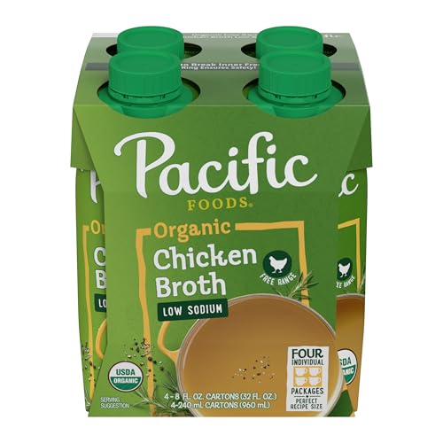20% coupon - ★Pacific Foods Low Sodium Organic Free-Range Chicken Broth, 8oz, 4 Cartons