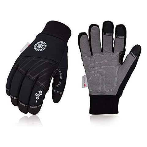 Vgo... 1-Pair 32℉ or above 3M Thinsulate C40 Lined Winter Synthetic Leather Work Gloves, Waterproof Membrane (SL1015FW) Cover