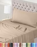 Utopia Bedding Juego de Sabanas 3 Piezas 90x190 - Poliéster Microfibra Cepillada - Oeko-Tex Certificado - Sábana Bajera, Sábana Plana y 1 Funda de Almohada 50x75 (Cama 90, Beige)