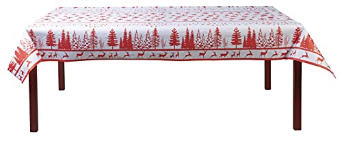 Pro Nappe - Ref R482581I - Mantel de Papel Damasco desechable en Rollo 25 M Largo X 1,20 M Ancho - Decoración navideña roja - Papel Damasco con Estampado Universal Chic y clásico