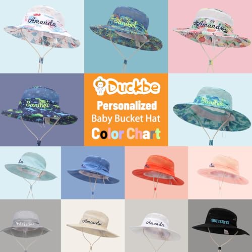 Custom Baby Sun Hat for Boys Girls, Personalized Bucket Hat for Toddler Kids, Breathable Wide Brim Beach Hat UPF50+3