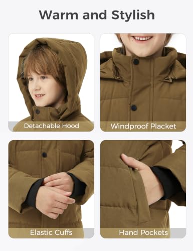 Image of wantdo Boys' Winter Coat Thick Puffer Jacket Snow Wear With Removable Hood