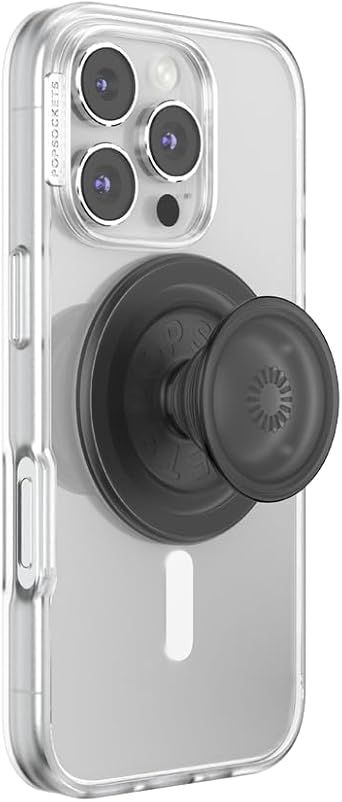 مقبض هاتف PopSockets لـ MagSafe، حامل مغناطيسي، حامل هاتف، أسود - أسود شفاف