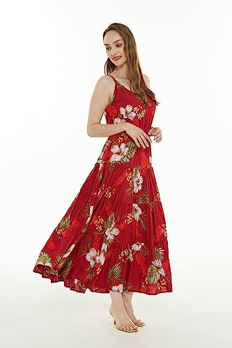 Image of Matchable Family Hawaiian Luau Men Women Girl Boy Clothes in Pineapple Garden Burgundy