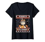 Photo Gallery donna happy halloween ugly shih tzu howl-o-ween pumpkin dog lover maglietta con collo a v Photo Gallery donna happy halloween ugly shih tzu howl-o-ween pumpkin dog lover maglietta con collo a v
