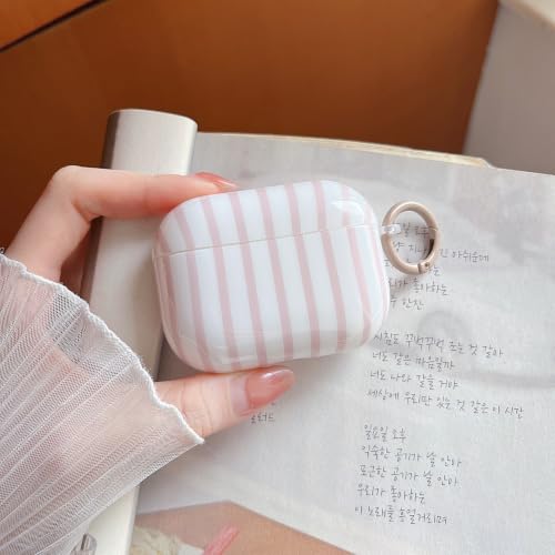Image of MINSCOSE for AirPods Pro 3rd Generation Case (2025),Cute Striped Aesthetic Pattern Design with Trendy Keychain Ring,Soft TPU Protective Shockproof Cover with Cleaner Kit for Airpods Pro 3-Khaki