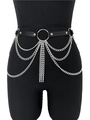 Women Sexy PU Leather Harness Chain Decor Belt Waistband Accessories Body Bondage Suspender Punk Gothic4
