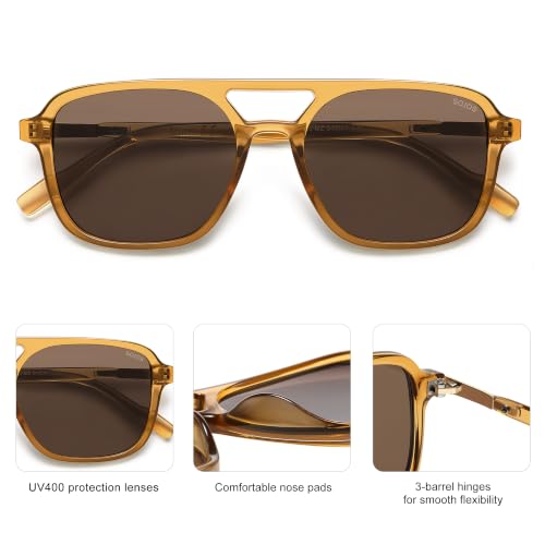Image of SOJOS Retro Aviator Sunglasses Womens Mens,Trendy Rectangle Shades SJ2202