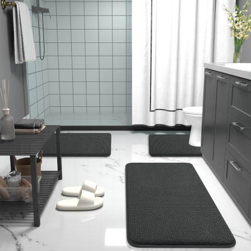 OLANLY Thick Memory Foam Bathroom Rugs 35x24, Absorbent Bath Mat, Dark Grey - image 7