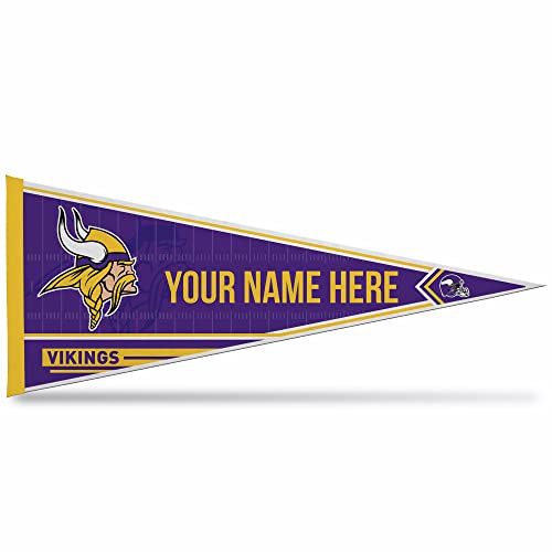 Image of Rico Industries NFL Football Minnesota Vikings Personalized - Custom 12 inch x 30 inch Soft Felt Pennant - EZ to Hang