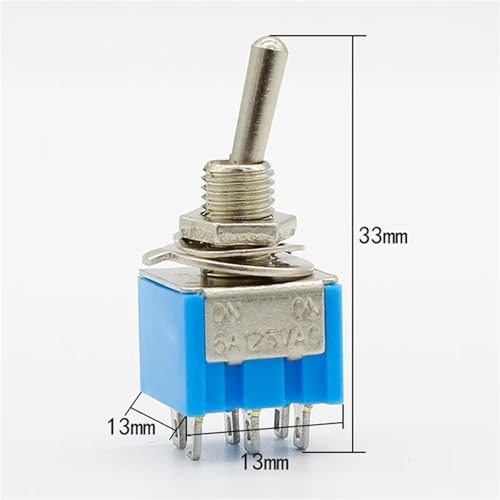 Mini interrupteur à bascule DPDT bleu résistant pour réparer et remplacer vos boutons