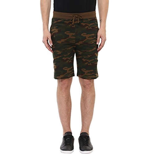 Image of Urbano Fashion Men's Camouflage /Military Printed Olive Green Cotton Shorts