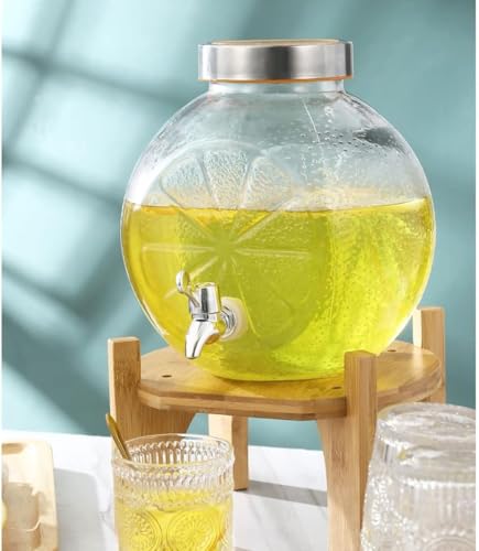 Image of 5 Liter Glass Beverage Dispenser with Tap, Mosambi Shaped Drink Dispensers for Water, Juice Cocktails, Beer, Detox Drinks, Party,Bar, Home & Restaurants,Daily Uses (VM-07)