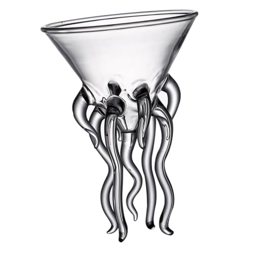 Mipcase Bicchiere da Cocktail a Forma di Medusa in Vetro Cristallino 150ml, Calice per Whisky e Vino, Tazza per Feste e Brindisi, per Casa, Ristorante e Bar