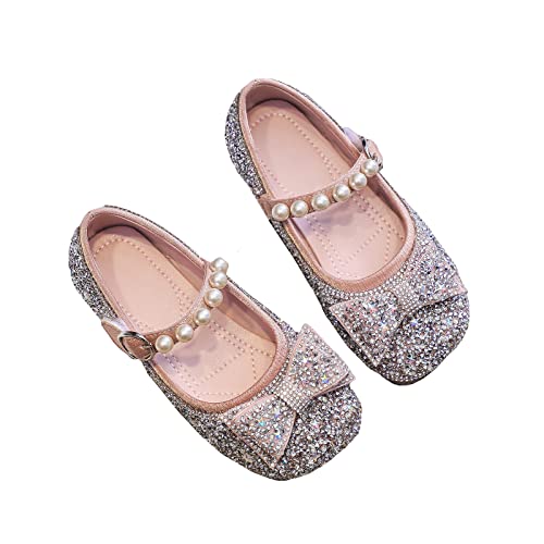 Unybwonn Sparkle Shoes Ballet Flats for Girls Leather Princess Party Girls Shoes Soft and Wear-Resistant for Wedding Flower Girl