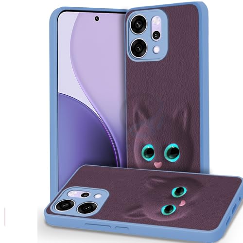 Image of AESTMO Back Case Cover for Oppo Reno 14 Pro 5G Back Cover | 3D Cat Cover | Leather Finish | Full Body Protection | Camera Protection Back Cover for Oppo Reno 14 Pro 5G (Purple)