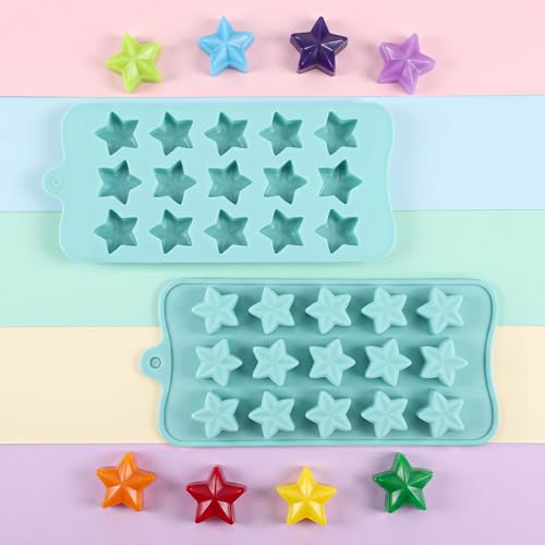 Molde de silicona en forma de estrella, 15 cavidades, 2 piezas miniatura 2