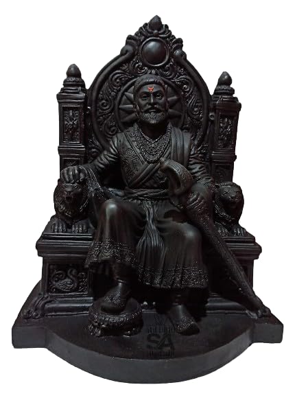 Image of S A Gifts Sai Amrut Chhatrapati Shivaji Maharaj The Legend of Maharashtra Statue (1 feet, Black)