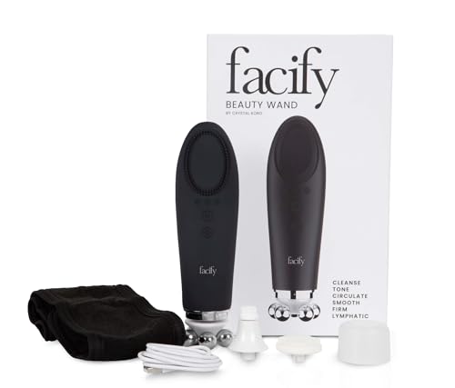 Facify Beauty Multifunctional Beauty Wand - 6-in-1 Facial Cleansing Brush, Toning, Firming, Sculpting, Smoothing, and Lymphatic Massagee - All Attachments Include