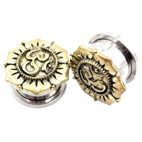 XADITARA New 2026 Unisex 2Pcs Stainless Steel Flower Leaf Sun Star Gear Skull Ear Tunnels Plugs Screw Expander Gauges Body Piercing Jewelry Fashion Trendy Accessories Creative Gift For Women And Men