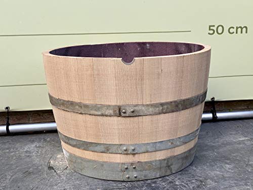 Tropictrees Wijnvat halbeert uit eikenhout geslepen - plantenbak - houten vat - mini vijver (D70 H47 cm 112,5 liter) - Image 3