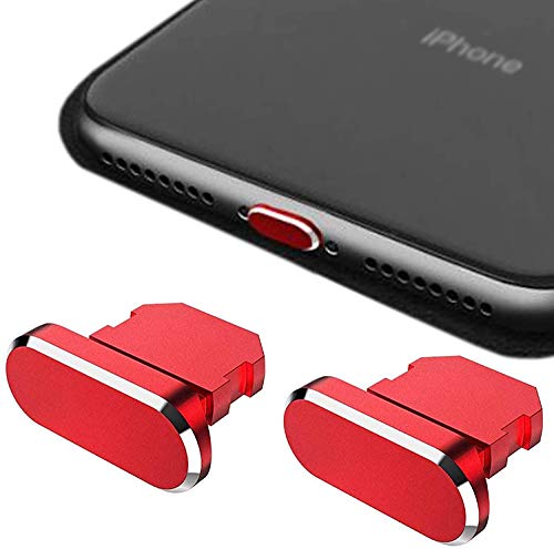 Ya en manzanajugosa.com: HOMEYU Enchufe Antipolvo de Aluminio de Primera Calidad para iPhone 12,11, X, XS, XR, 8, 7, Plus, MAX, Pro, [Paquete de 2] - Cubierta de Jet para Puerto Lightning - (Rojo)