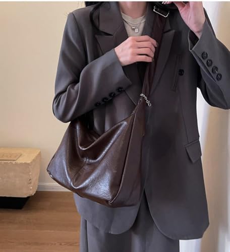 Slouchy PU Leather Hobo Bags Women Trendy Underarm Shoulder Bag Crossbody Purse College Travel Satchel Tote Handbag 20252