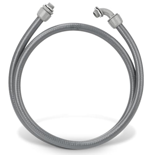 HOXHA 1/2 Inch 6 Ft Electrical Conduit Kit AC Whip Kit Flexible PVC Non Metallic Liquid Tight Conduit, Electrical Wire Conduit Pipe with Straight and 90-Degree Conduit Connector Fittings