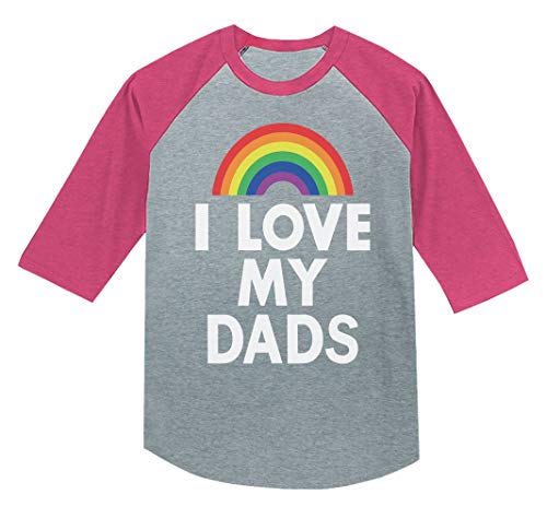 I Love My Dads Gay Pride Father's Day 3/4 Sleeve Baseball Jersey Toddler Shirt 5T Pink