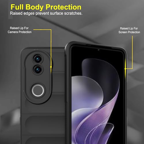 Image of amazon basics Back Case Cover for Vivo V50 5G | Compatible for Vivo V50 5G Back Cover | Liquid Silicon Magic Case with Camera Protection | Black