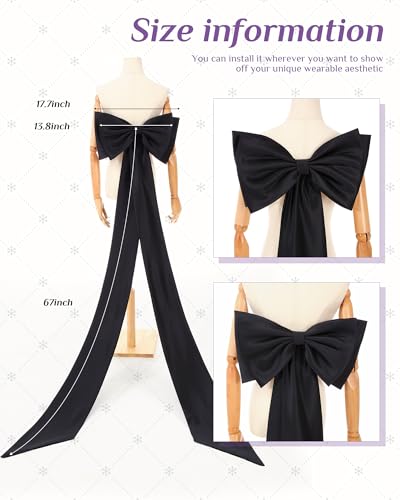 Chuarry Extra Long 67" Satin Big Bow Detachable Train Removable Sweep Train Waist Sash Belt for Bride Formal Wedding Dress2