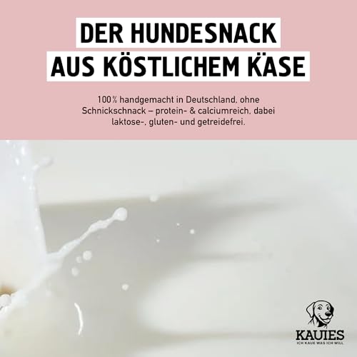 Kauies luftiger Kaukäse - 100% natürliche Käsestange für Hunde aus Kuhmilch, proteinreich, laktosefrei, glutenfrei, ideal für Welpen & Senioren, Made in Germany, Größe L (3 x 100g) bis 20kg