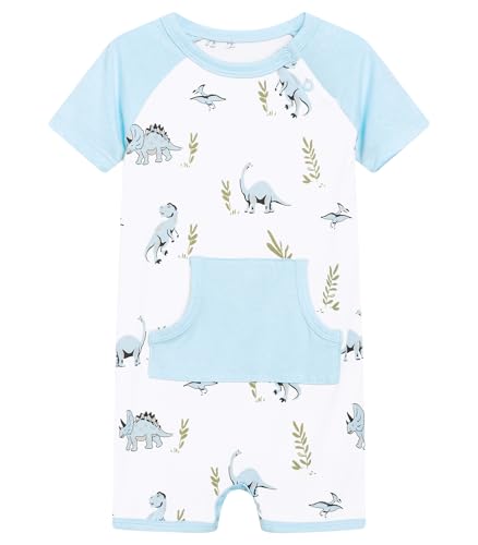 Image of BambooBud Baby Boys Girls Romper Short Sleeve Infant Sleepers Play Romper Soft Viscose from Bamboo Pajamas Toddler 0-24M
