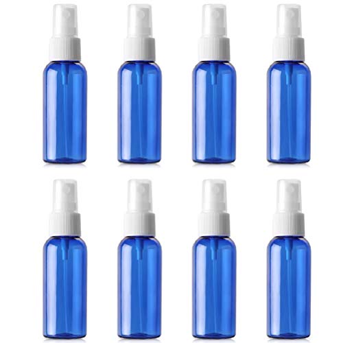 bubussv (Pack of 100) 50ML Empty Plastic Blue Mist Spray Bottles for Essential Oil Perfume