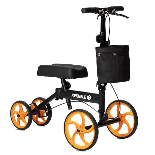 ELENKER Knee Scooter Economy Steerable Knee Walker with 10" Front Wheels Portable Crutch Alternative Black