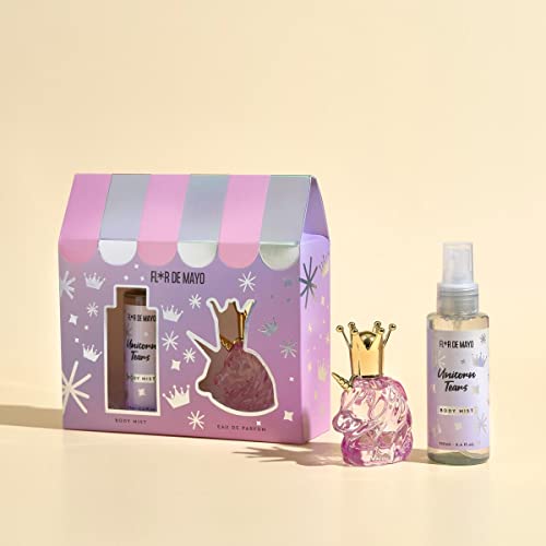 Flor de Mayo - Pack Unicorn Tears - Set Colonia y Bruma Facial - Mini Perfume Unicornio 28 ml + Body Mist 100 ml - Fragancia Larga Duración - Ideal para Viaje, Bolso o Regalo Cover