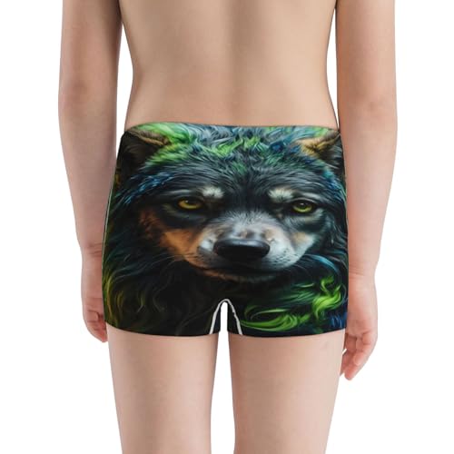 Boys' Cotton Boxer Brief Soft Underwear-Realistic Style Colorful Wolf3