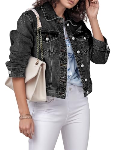 TodTan Jean Jacket Women Distressed Ripped - Casual Long Sleeve Fall Denim Jacket Coat2