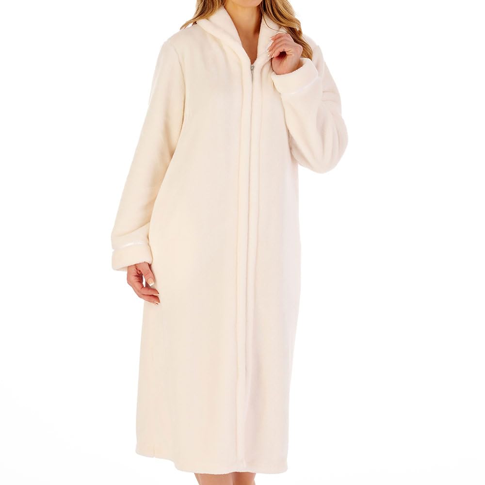 Slenderella HC4340-CR Women's Cream Zip Front Dressing Gown XXLarge