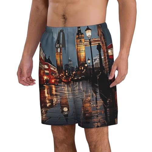 Men's Swim Trunks Quick Dry Bathing Suits City of London Beach Board Shorts Swimwear with Pockets2