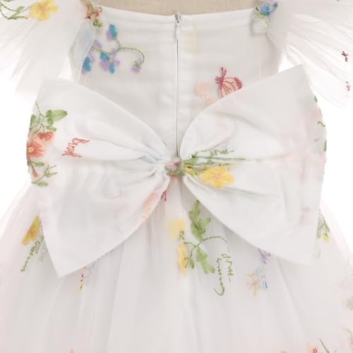 Toddler Kids Flower Girls Ruffle Sleeve Embroidered Tutu Dress Petal Lace Princess Formal Wedding Birthday Party Dress4