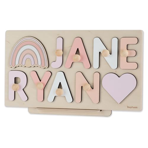 Personalized Wooden Name Puzzle With Pegs For Baby, Easter Gift for Kids, Unique Christmas Gift, 1st Birthday Present, Baby Shower, Nursery Decor, Montessori Wooden Toys, Toddler Gift